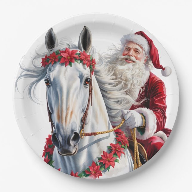  Christmas Paper Plate for Horse Lovers Pappteller (Vorderseite)
