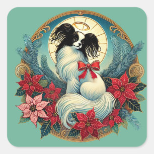 Christmas Papillon Quadratischer Aufkleber