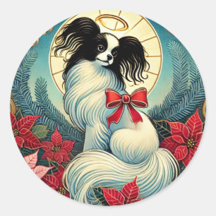 Christmas Papillon Runder Aufkleber