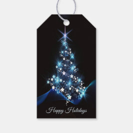 Christmas Party Blue Tree Shiny Black Elegant Geschenkanhänger