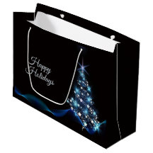 Christmas Party Blue Tree Shiny Black Elegante