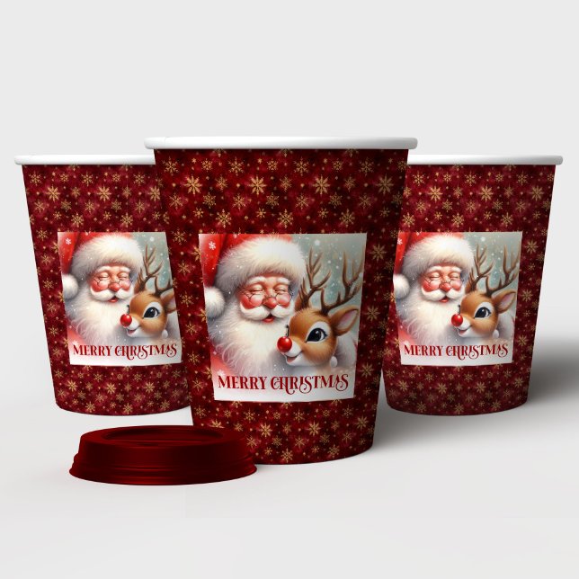 Christmas Party Cups for Kids Santa Rudolph Design Pappbecher (Christmas Party Cups for Kids Santa Rudolph Design)