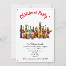 Christmas Party Drinks And Cocktails Minimal Xmas Einladung