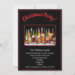 Christmas Party Drinks And Cocktails Xmas Black Einladung
