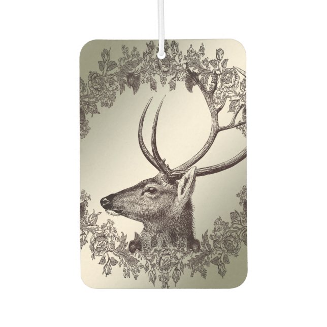 Christmas Party Floral Reindeer Golden Winter Autolufterfrischer (Vorderseite)