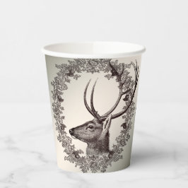 Christmas Party Floral Reindeer Golden Winter Pappbecher