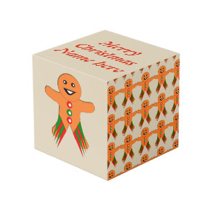 Christmas Party Gingerbread Man Custom Foto Cube Würfel