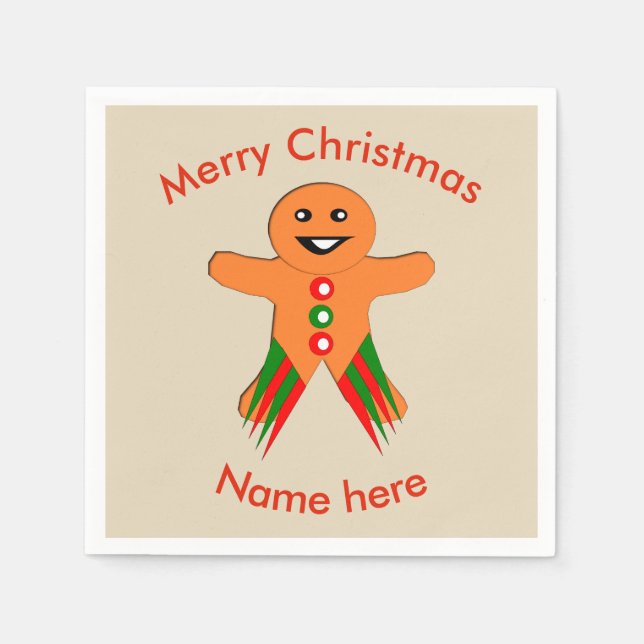 Christmas Party Gingerbrei Man Paper Napkins Serviette (Vorderseite)