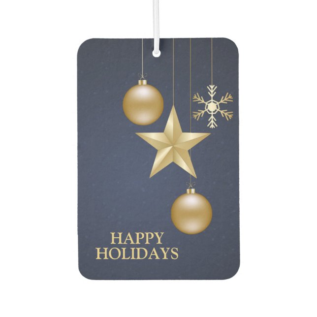 Christmas Party Golden Ornament Navy Blue Elegant Autolufterfrischer (Vorderseite)
