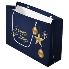 Christmas Party Golden Ornament Navy Blue Elegant Große Geschenktüte