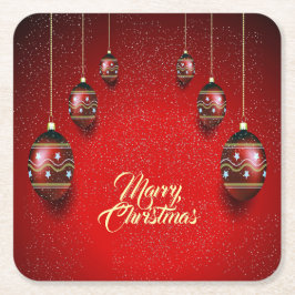 Christmas Party Golden Red Winter Elegant Rechteckiger Pappuntersetzer