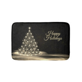 Christmas Party Golden Shiny Tree Winter Black Badematte
