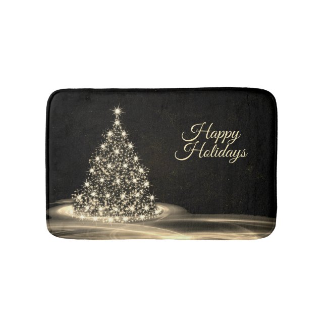 Christmas Party Golden Shiny Tree Winter Black Badematte (Vorderseite)