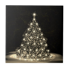 Christmas Party Golden Shiny Tree Winter Black Fliese