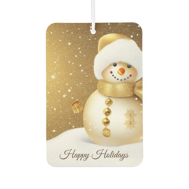 Christmas Party Golden Snowman Snowflakes Holidays Autolufterfrischer (Vorderseite)