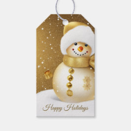 Christmas Party Golden Snowman Snowflakes Holidays Geschenkanhänger