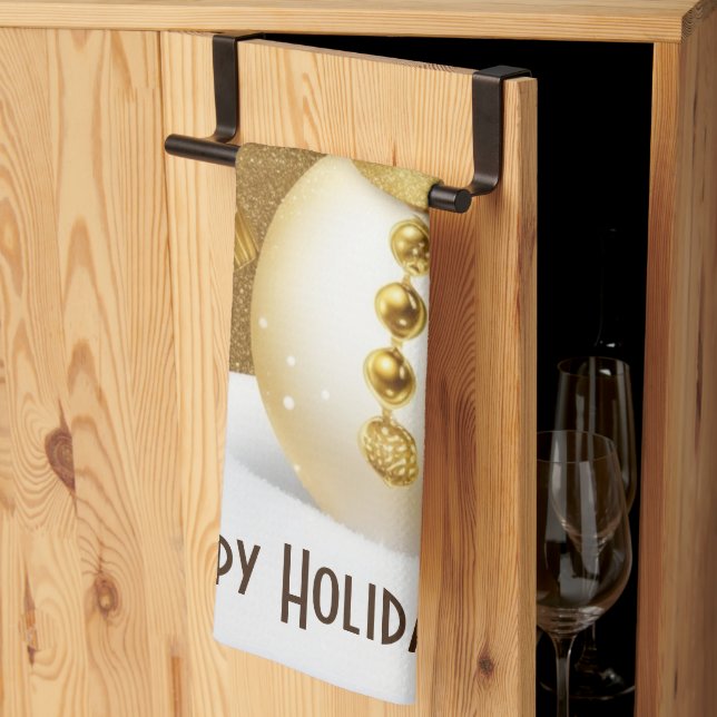 Christmas Party Golden Snowman Snowflakes Holidays Geschirrtuch (Drittel gefaltet)