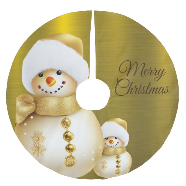 Christmas Party Golden Snowman Winter Holiday Polyester Weihnachtsbaumdecke (Vorderseite)