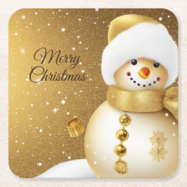 Christmas Party Golden Snowman Winter Holiday Rechteckiger Pappuntersetzer