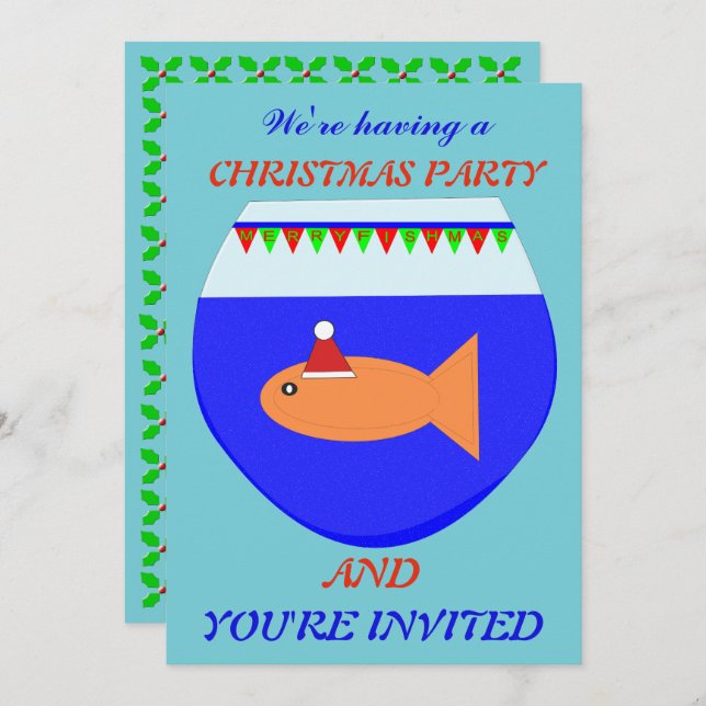 Christmas Party Goldfish Custom lädt Einladung (Vorne/Hinten)