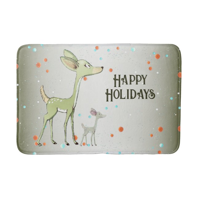 Christmas Party Green Deers Holidays Cute Badematte (Vorderseite)