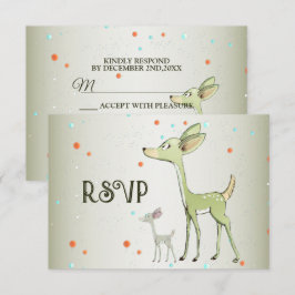 Christmas Party Green Deers Holidays Cute RSVP Karte