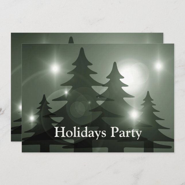 Christmas Party Green Trees Holiday Winter Elegant Einladung (Vorne/Hinten)