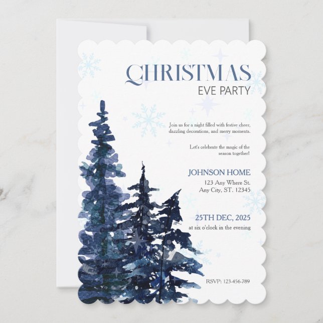 Christmas Party Invitation, Blue Chic Invitations Einladung (Vorderseite)
