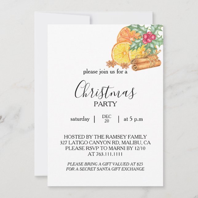 Christmas Party Invitation Card Einladung (Vorderseite)