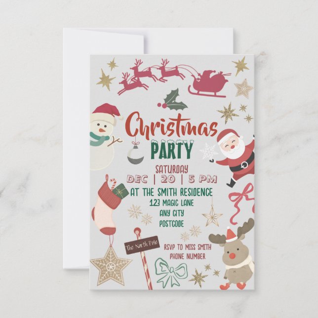 Christmas party invitation for kids and families einladung (Vorderseite)
