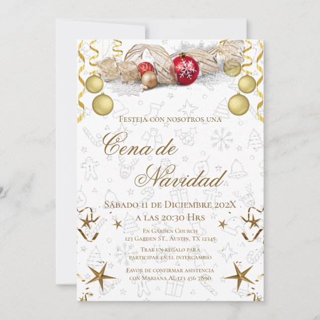 Christmas Party Invitation Posada Navideña Einladung (Vorderseite)