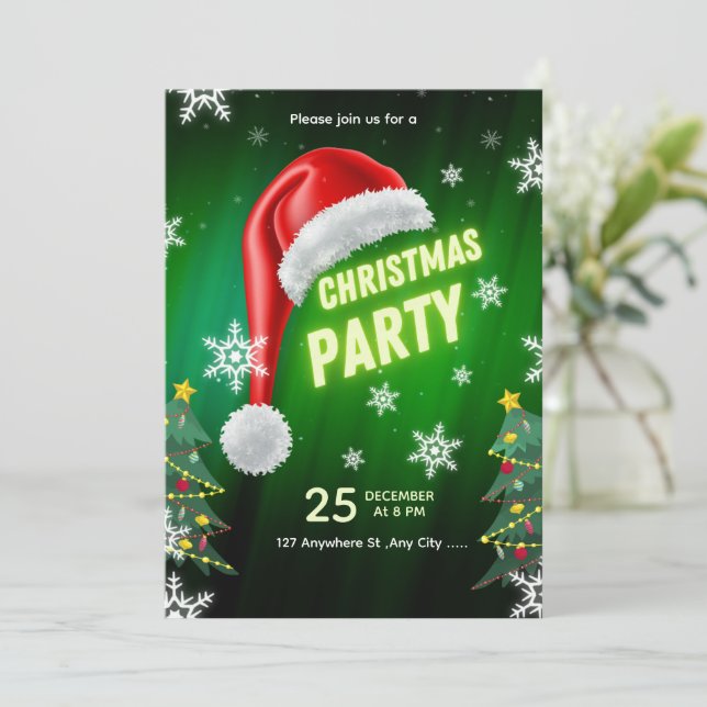 Christmas Party Invitation Template Einladung (Stehend Vorderseite)