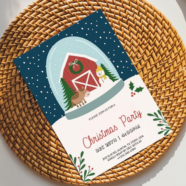 Christmas party Invitation with a cozy barn  Einladung (Von Creator hochgeladen)