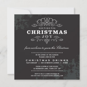 CHRISTMAS PARTY INVITE Vintag aussehen Schwarz-wei Einladung