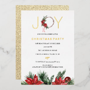 Christmas Party Joy Foliage Wreath Folieneinladung