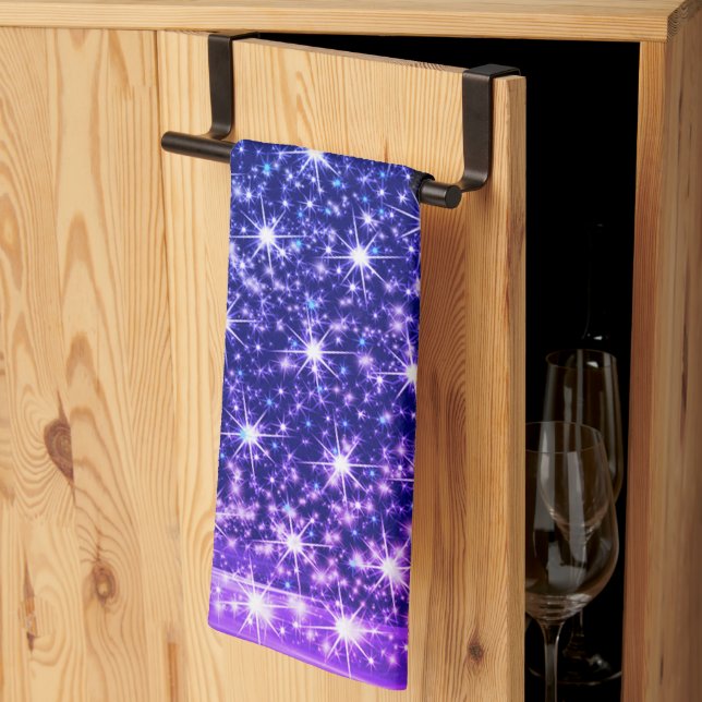 Christmas Party Pink Blue Tree Winter Black Rustic Geschirrtuch (Drittel gefaltet)