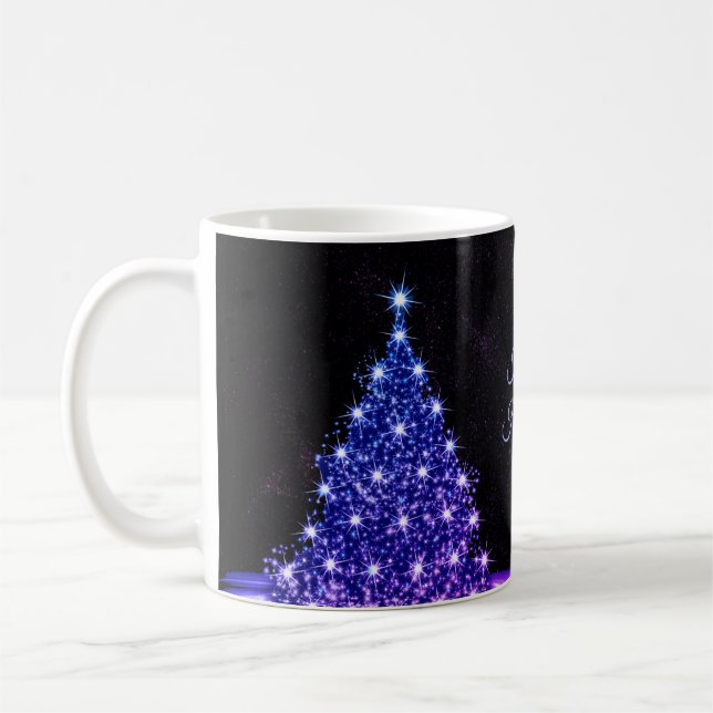 Christmas Party Pink Blue Tree Winter Black Rustic Kaffeetasse (Links)