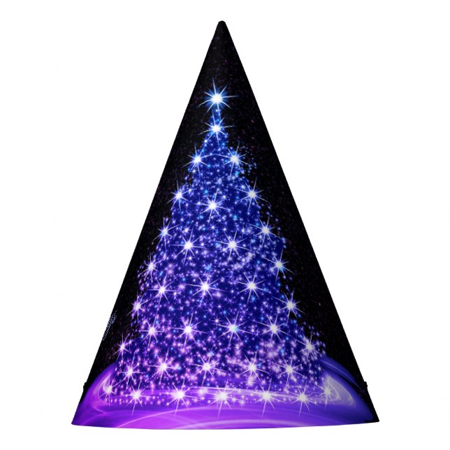 Christmas Party Pink Blue Tree Winter Black Rustic Partyhütchen (Vorderseite)