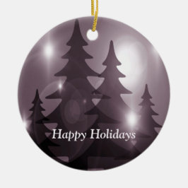 Christmas Party Pink Trees Holiday Winter Elegant Keramik Ornament