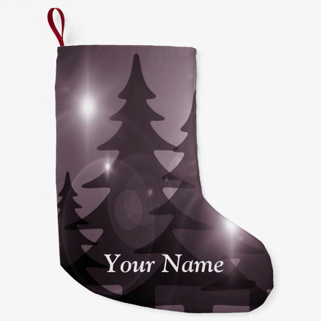 Christmas Party Pink Trees Holiday Winter Elegant Kleiner Weihnachtsstrumpf (Vorderseite)