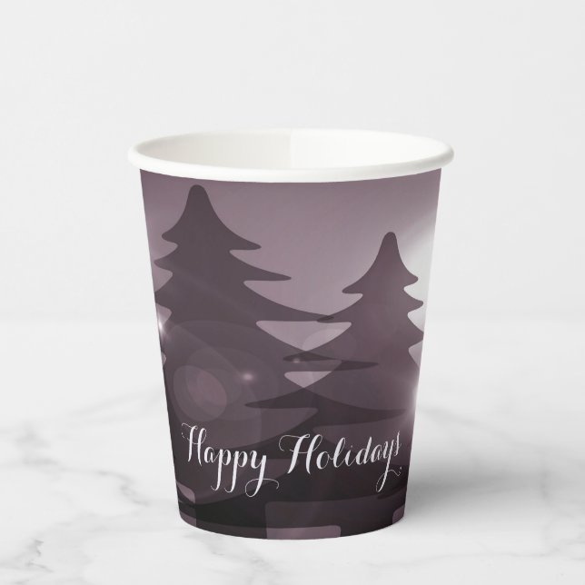 Christmas Party Pink Trees Holiday Winter Elegant Pappbecher (Links)