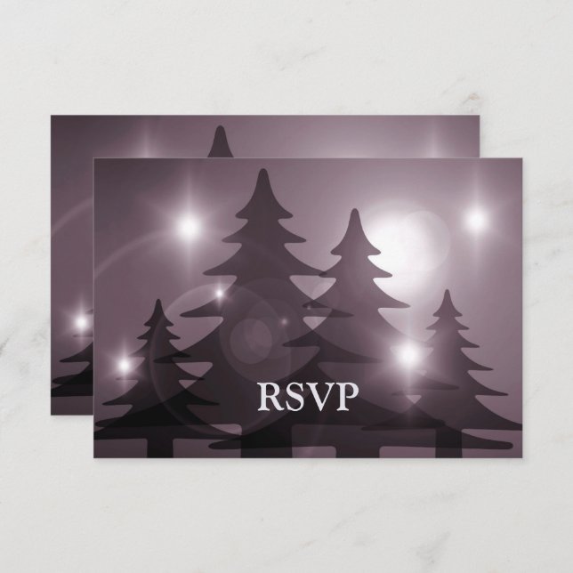 Christmas Party Pink Trees Holiday Winter Rustic RSVP Karte (Vorne/Hinten)