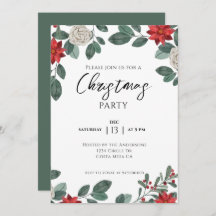 Christmas Party Red Green Floral