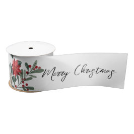 Christmas Party Red Green Floral Satinband