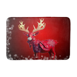 Christmas Party Red Reindeer Winter Holidays Badematte