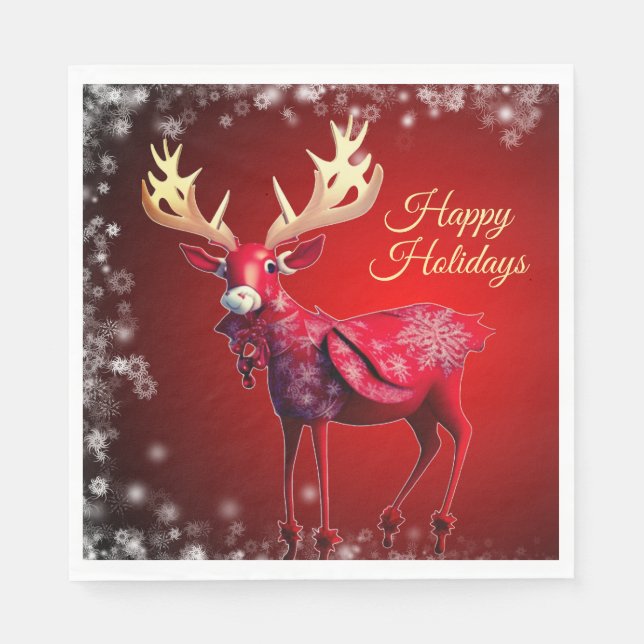 Christmas Party Red Reindeer Winter Holidays Serviette (Vorderseite)