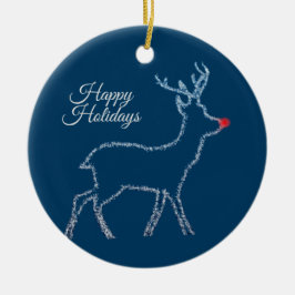 Christmas Party Reindeer Blue Sky Rustic Elegant Keramik Ornament
