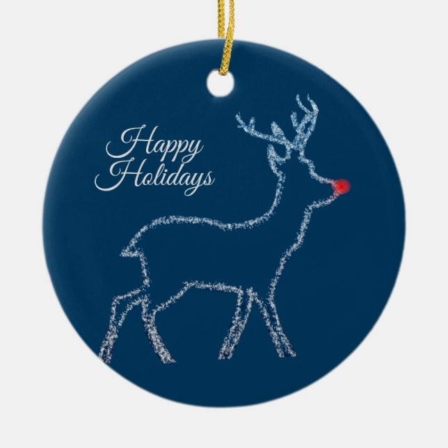 Christmas Party Reindeer Blue Sky Rustic Elegant Keramik Ornament (Vorne)