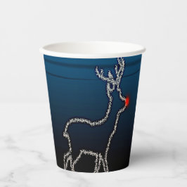 Christmas Party Reindeer Tree Blue Sky Shiny Stars Pappbecher