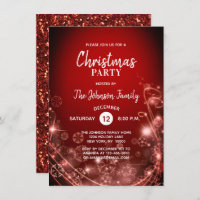 CHRISTMAS PARTY Roter Glitzer Weißer Schneeflocken